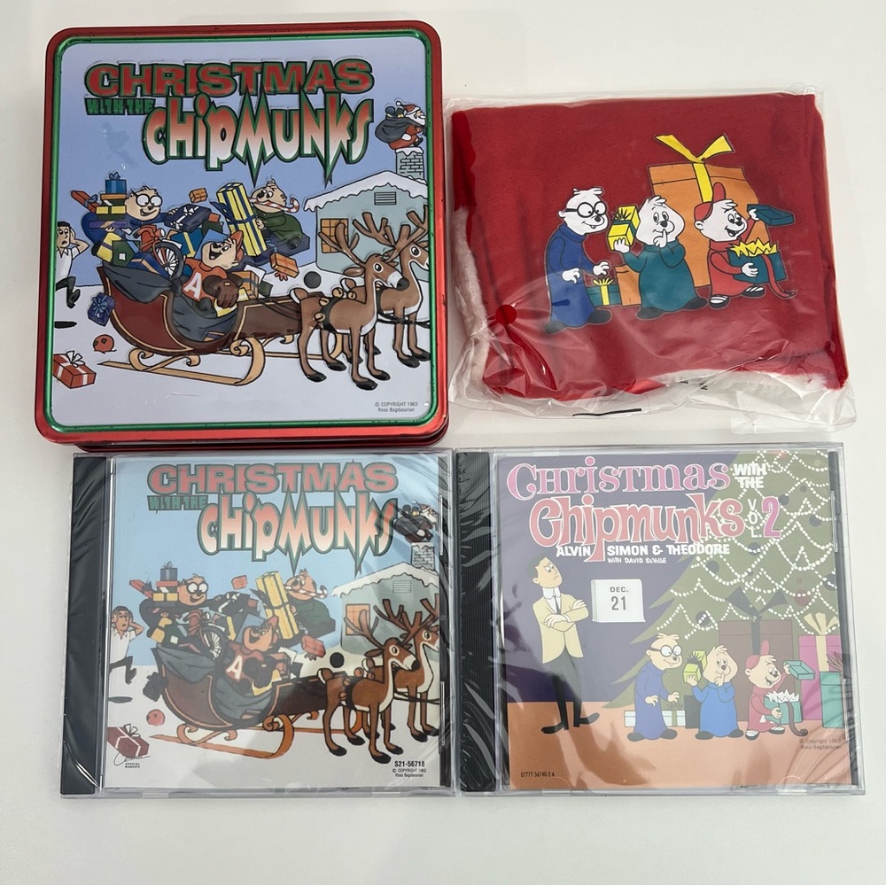Christmas With The Chipmunks Tin Set — Sealed CDs + Stocking (Open Box)
